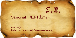 Simonek Miklós névjegykártya